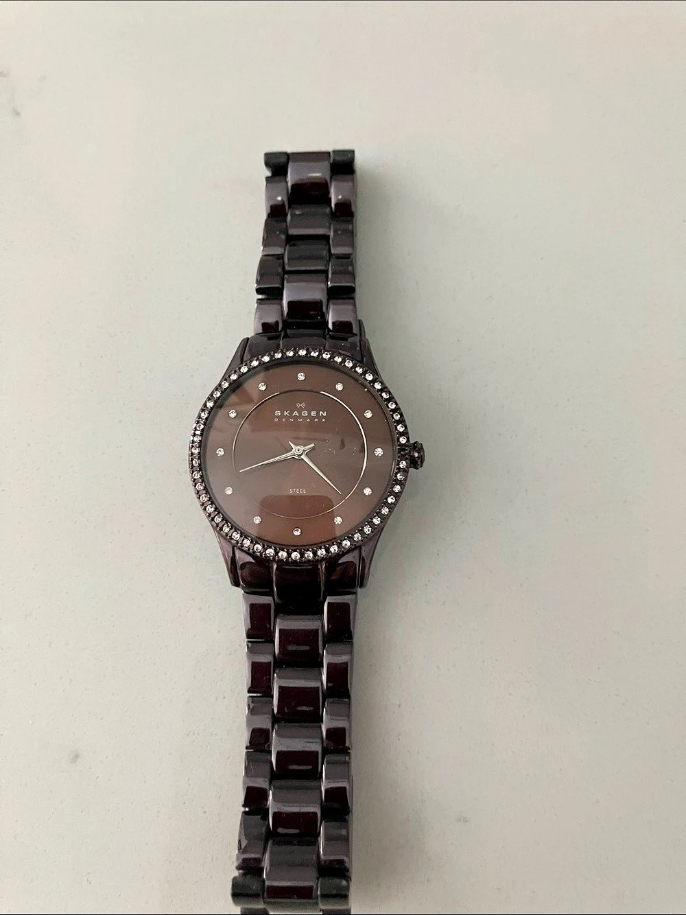 Skagen Brown Dial Swarovski Crystal Brown Ceramic Watch 817SDXCR Ceramic Watch